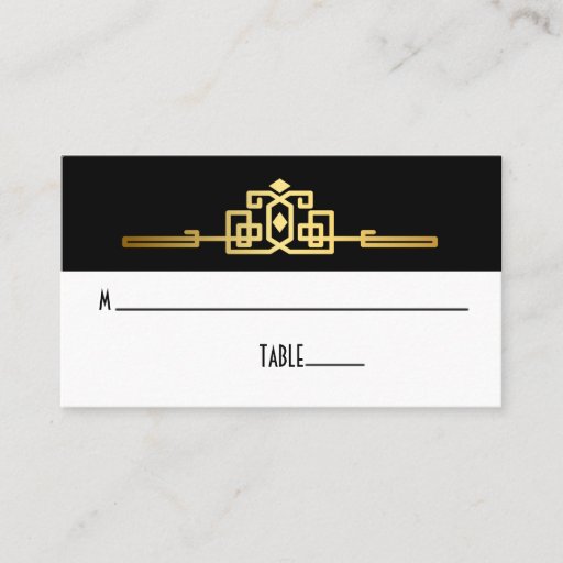 Customizable Golden Romance Art Deco Place Card Business Cards