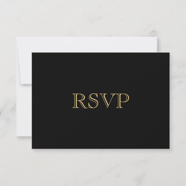 Golden Romance Art Deco RSVP Card (Front)