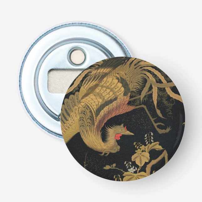 Golden Rooster Bird Japanese Classic Antique Bottle Opener (Front)