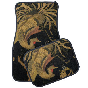 Golden Rooster Bird Japanese Classic Antique Car Floor Mat