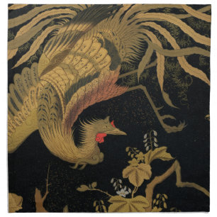 Golden Rooster Bird Japanese Classic Antique Cloth Napkin