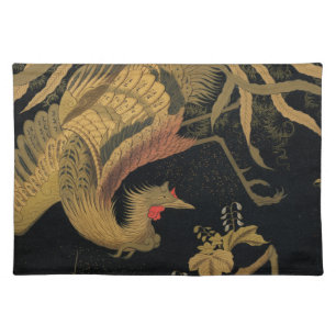 Golden Rooster Bird Japanese Classic Antique Cloth Placemat