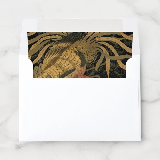 Golden Rooster Bird Japanese Classic Antique Envelope Liner (In Envelope)