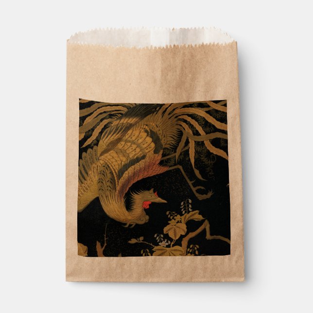 Golden Rooster Bird Japanese Classic Antique Favor Bag (Front)