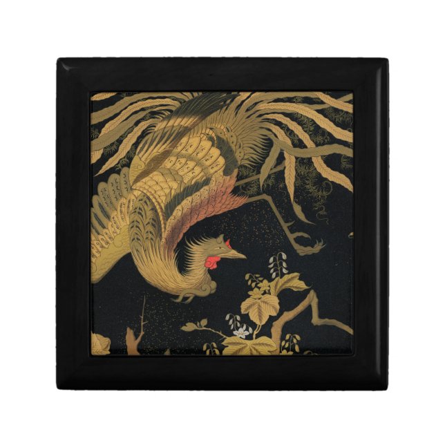 Golden Rooster Bird Japanese Classic Antique Gift Box (Front)