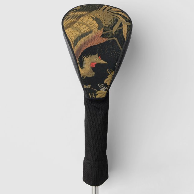 Golden Rooster Bird Japanese Classic Antique Golf Head Cover (Front)