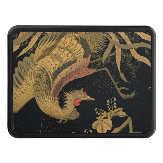 Golden Rooster Bird Japanese Classic Antique Hitch Cover (Front)