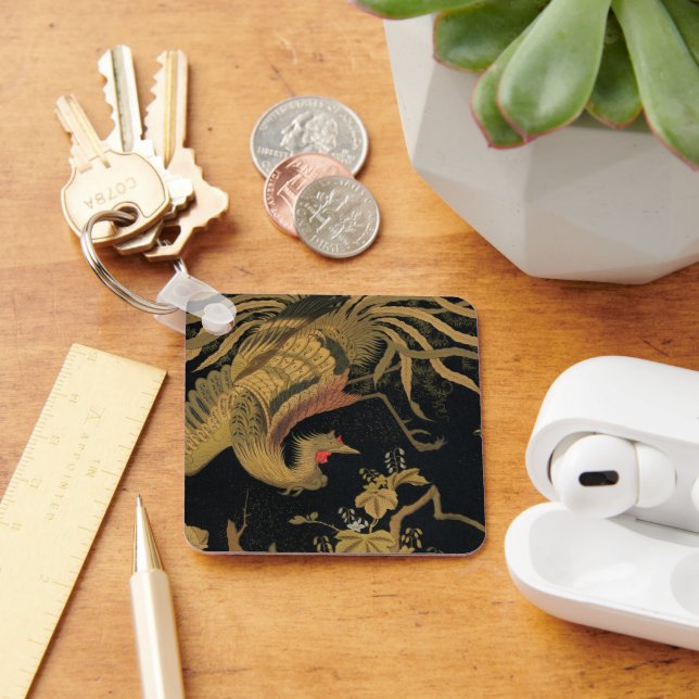 Golden Rooster Bird Japanese Classic Antique Keychain (Desk)