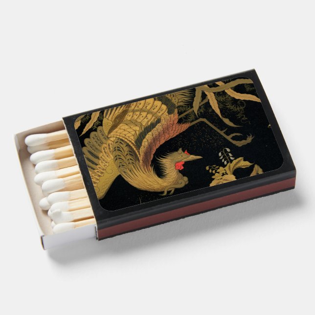 Golden Rooster Bird Japanese Classic Antique Matchboxes (Front Open)