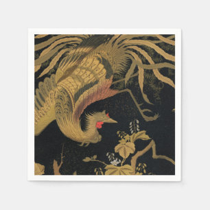 Golden Rooster Bird Japanese Classic Antique Napkins
