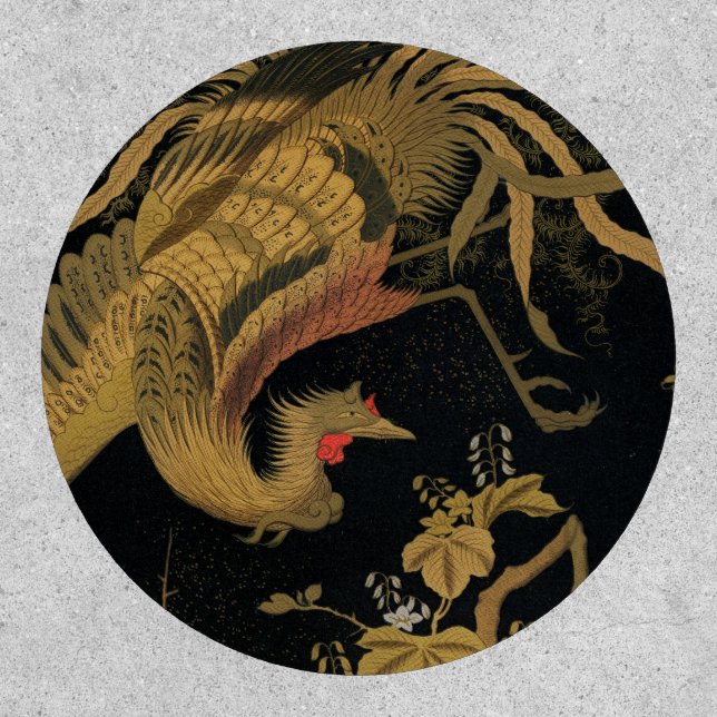 Golden Rooster Bird Japanese Classic Antique Patch (Front)