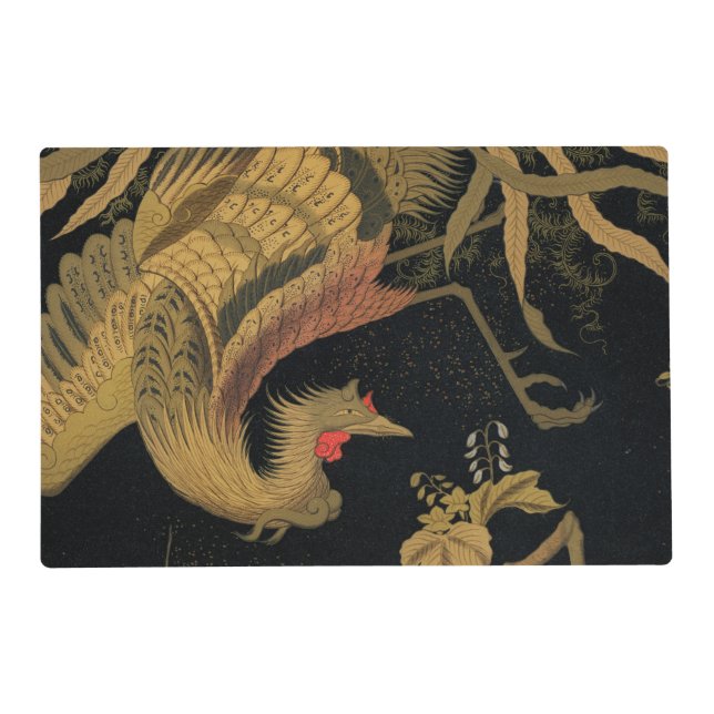 Golden Rooster Bird Japanese Classic Antique Placemat (Front)