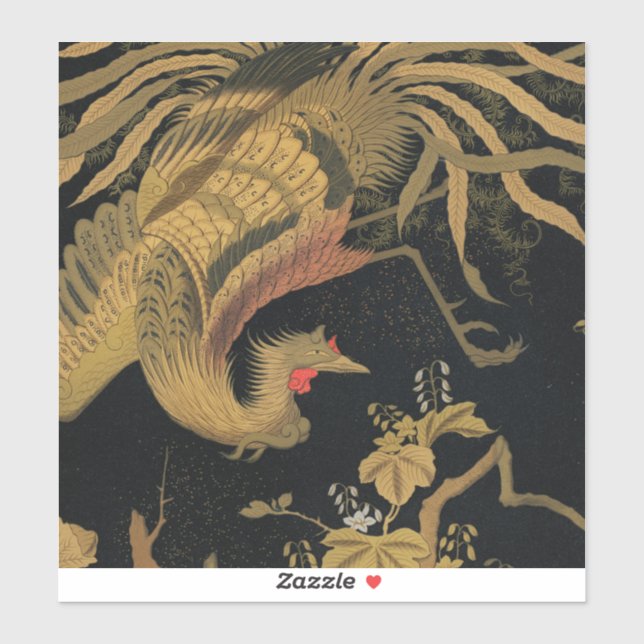 Golden Rooster Bird Japanese Classic Antique Sticker (Sheet)