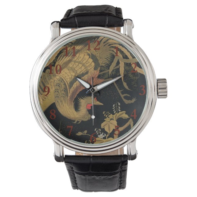 Golden Rooster Bird Japanese Classic Antique Watch (Front)