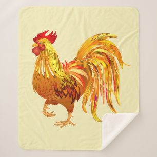 Golden Rooster Chicken Farm Animal Bird Art Sherpa Blanket