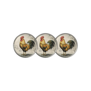 Golden rooster Japanese art Golf Ball Marker