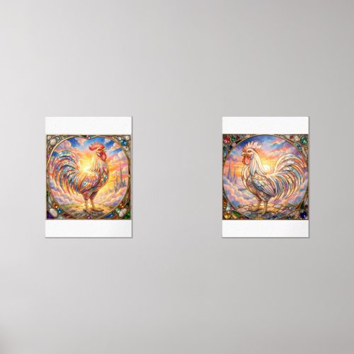 Golden Rooster of Light Crowing mosaic  Wall Art Sets