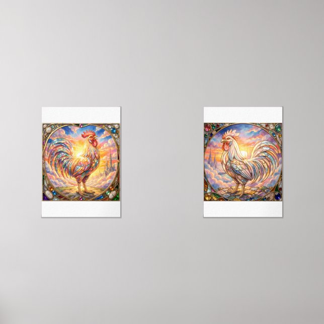 Golden Rooster of Light Crowing mosaic  Wall Art Sets (Front)