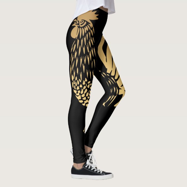 Golden Rooster Year 2017 Black Leggings (Right)