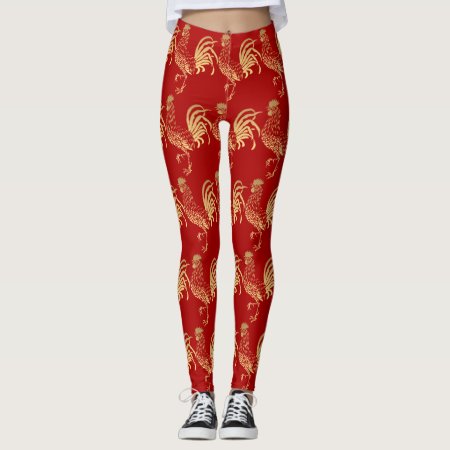 Golden Roosters Year 2017 Red Leggings