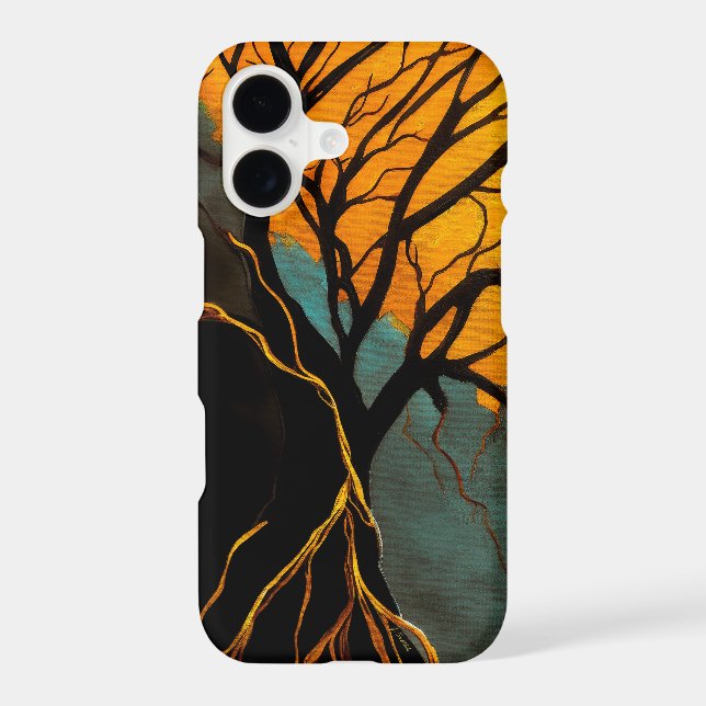 Golden Roots and Twilight Tree iPhone Case (Back)