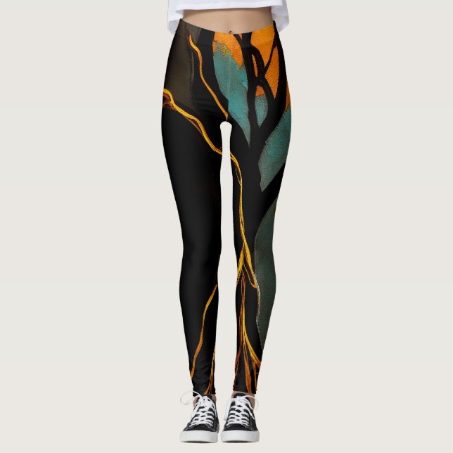 Golden Roots and Twilight Tree Leggings (Front)