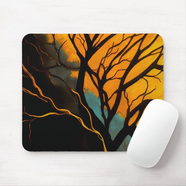 Golden Roots and Twilight Tree Mouse Pad (With Mouse)