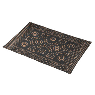 Golden Roots: Black & Tribal Moroccan Elegance Cloth Placemat