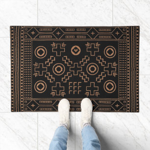 Golden Roots: Black & Tribal Moroccan Elegance Doormat