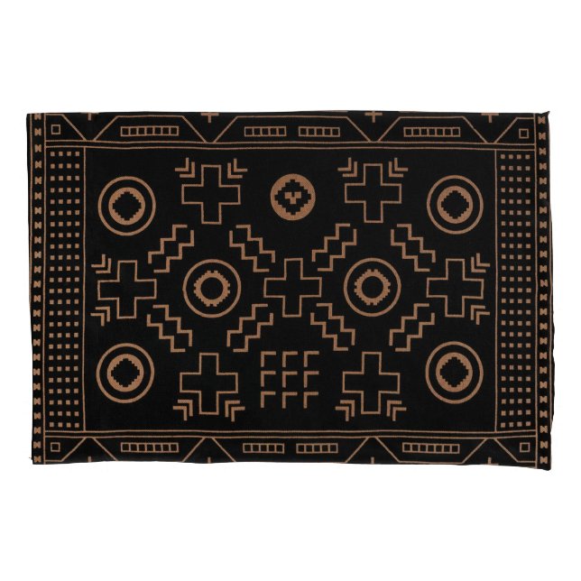 Golden Roots: Black & Tribal Moroccan Elegance Pillow Case (Front)