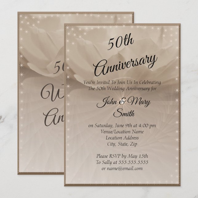 Golden Rose 50th Anniversary Invitation (Front/Back)