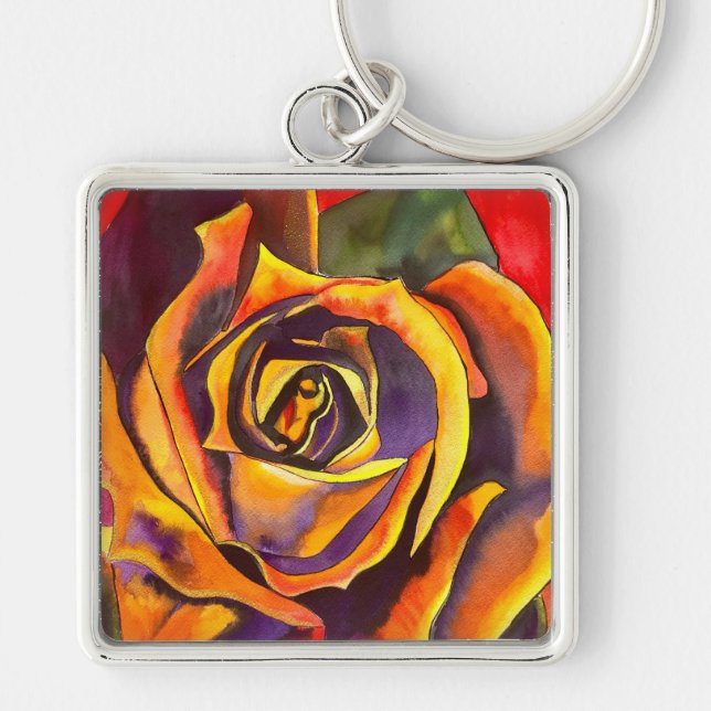 Golden Rose Art Keychain (Front)