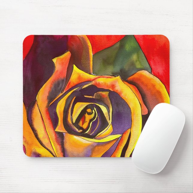 Golden Rose Art Mouse Pad (With Mouse)