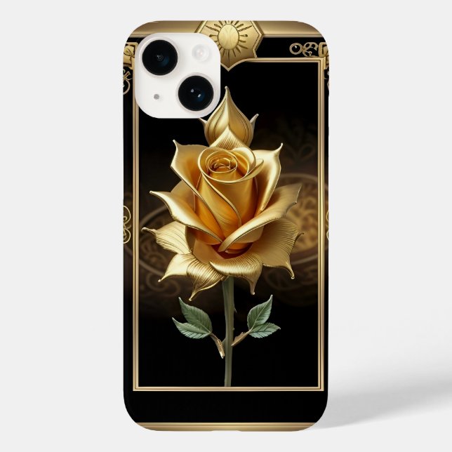 Golden Rose Artwork with Elegant Framing Case-Mate iPhone Case (Back)