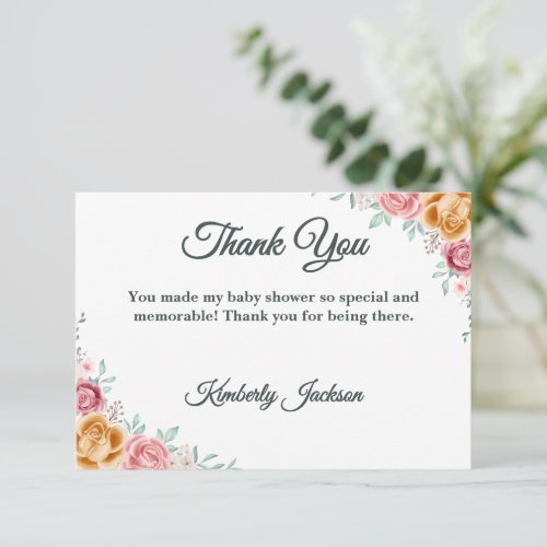 Golden Rose Baby Shower Thank You Card