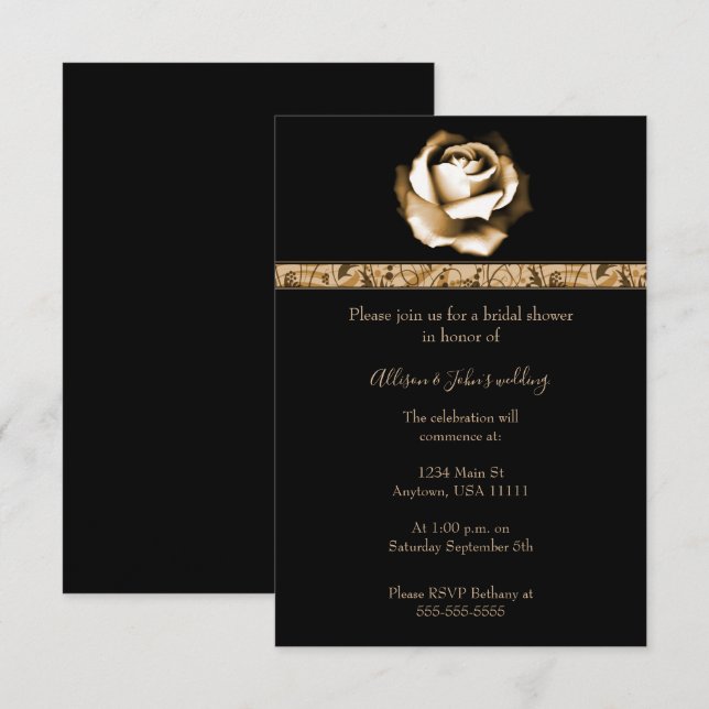 Golden Rose Bridal Shower Invite (Front/Back)