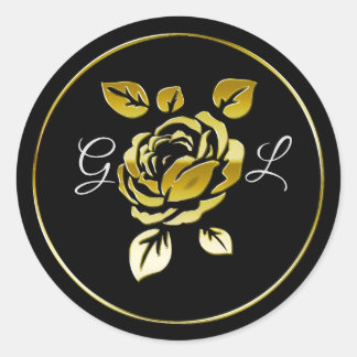 Golden rose classic round sticker