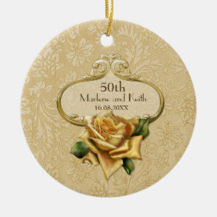 Golden Rose Damask 50th Wedding A Ceramic Ornament