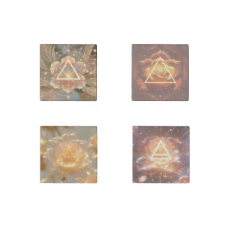 Golden Rose Delta 7 | Set of 4 Marble Magnets