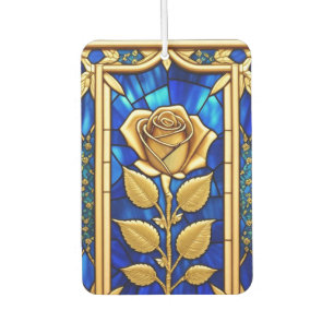 Golden Rose Design in Stained Glass Air Freshener