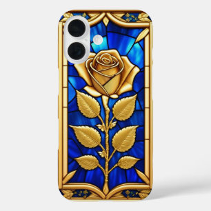 Golden Rose Design in Stained Glass iPhone 16 Case