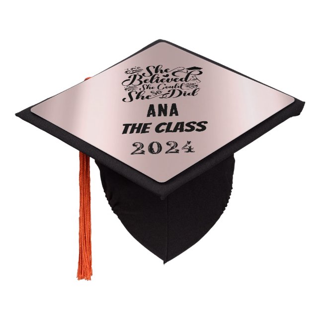 Golden Rose elegant Graduation Cap Topper (Angled)