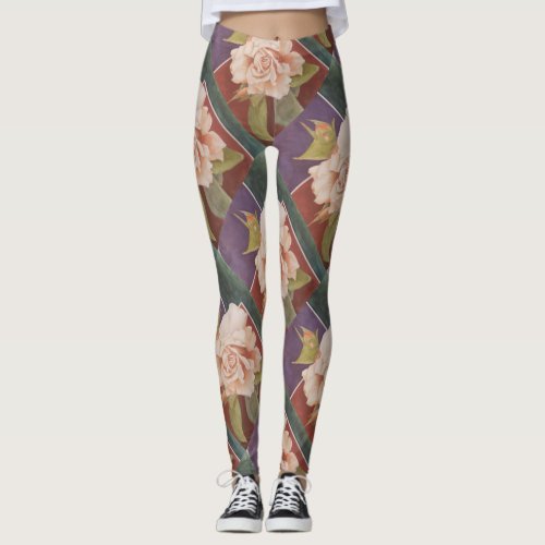 GOLDEN ROSE  FLORAL LEGGINGS