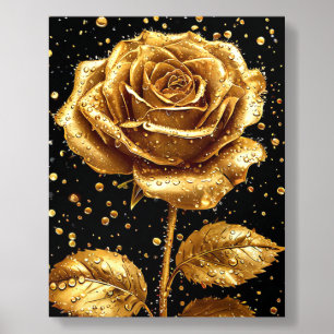 Golden rose flower acrylic photo tile