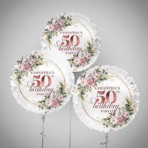 Golden Rose Gold Dusty Pink 50th Birthday Party   Balloon