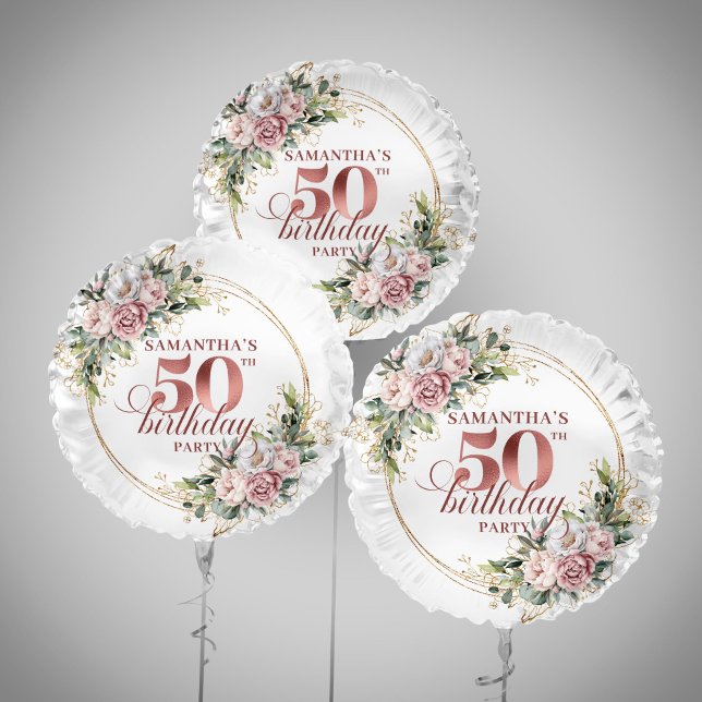 Golden Rose Gold Dusty Pink 50th Birthday Party   Balloon (Golden Rose Gold Dusty Pink 50th Birthday Party Balloon Decor

)