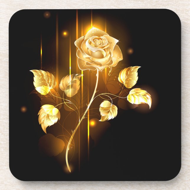 Golden rose ( gold rose ) beverage coaster (Front)