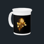 Golden rose ( gold rose ) beverage pitcher<br><div class="desc">Glowing golden rose on a black background</div>