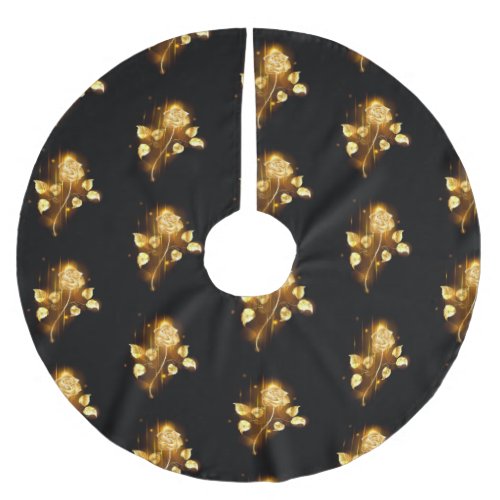 Golden rose  gold rose  brushed polyester tree skirt