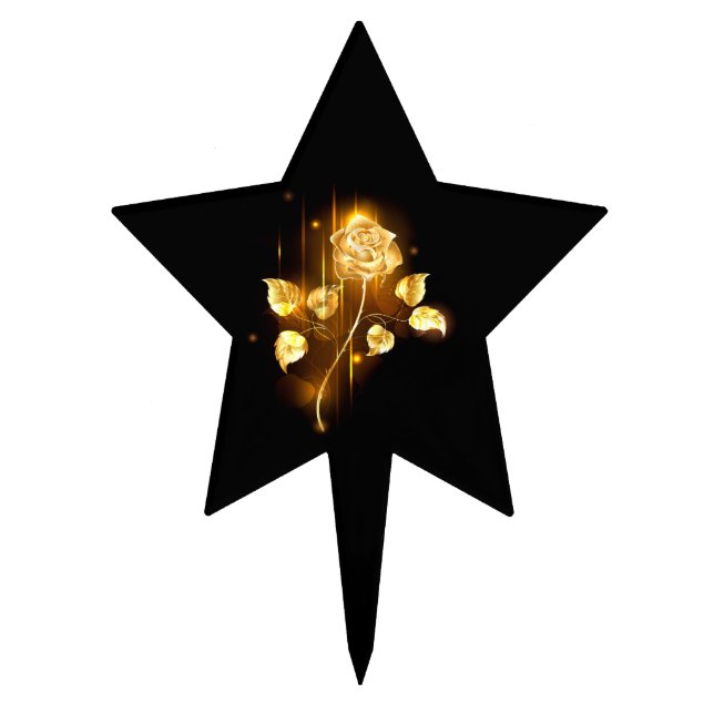 Golden rose ( gold rose ) cake topper (Front)